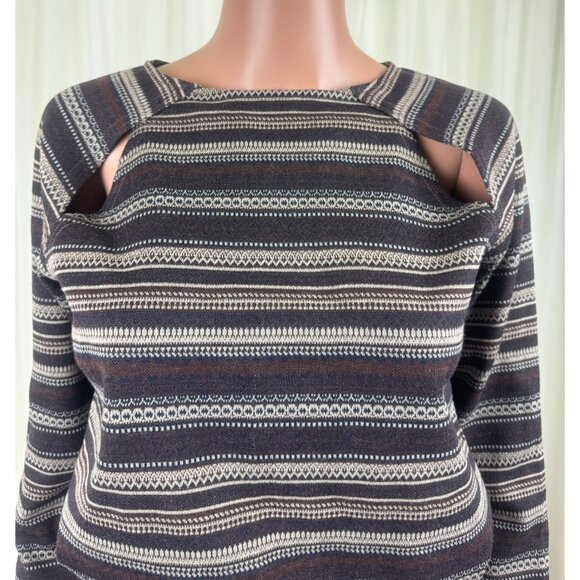 Shades of Grey by Micah Cohen Anthropologie Peek-a-boo Stripe Sweater Size XS - Picture 5 of 12